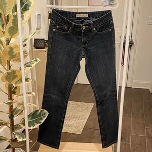 Vintage Y2K Vanilla Star Dark Wash Shimmer Skinny Jeans